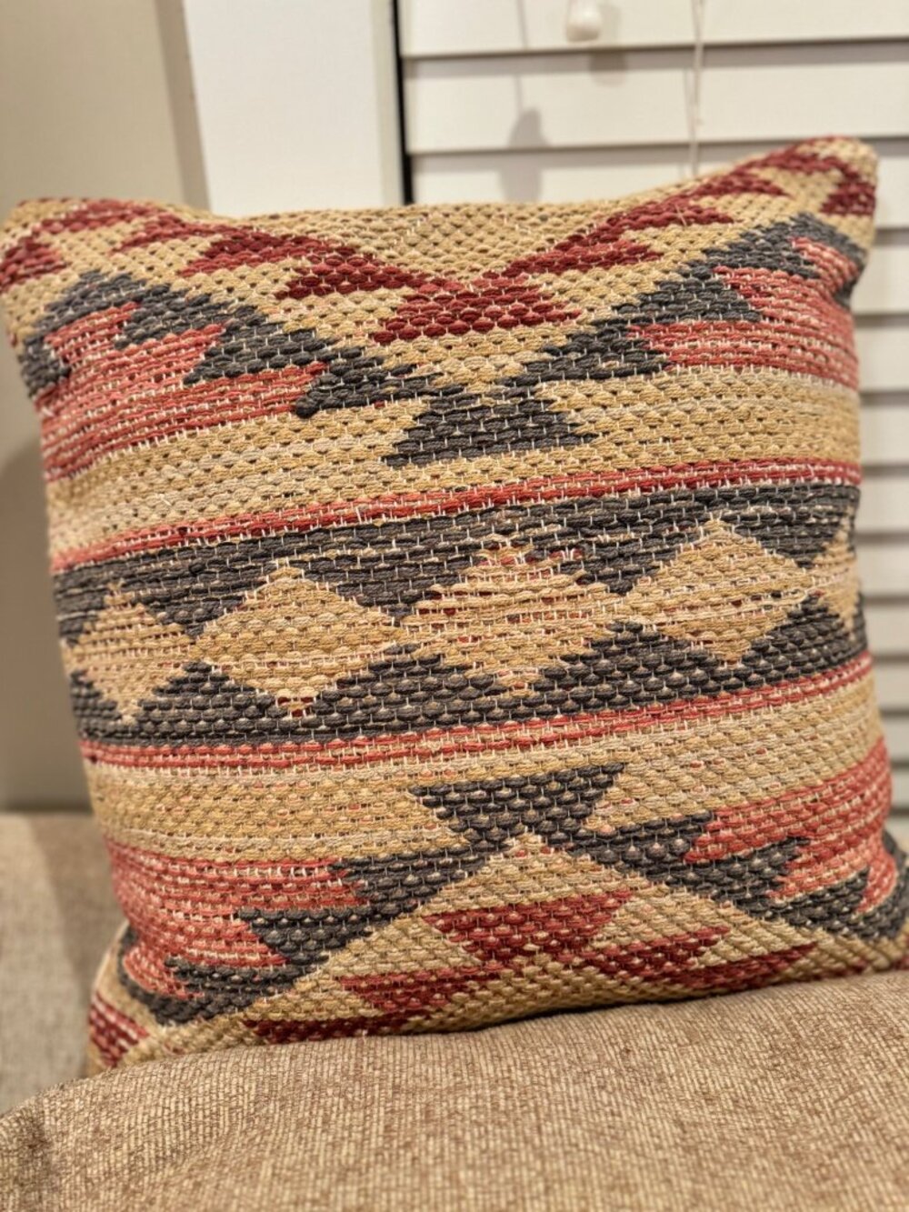 Southwestern Woven Throw Pillow 18"x18" - Cotton & Polyester Blend By LR Home